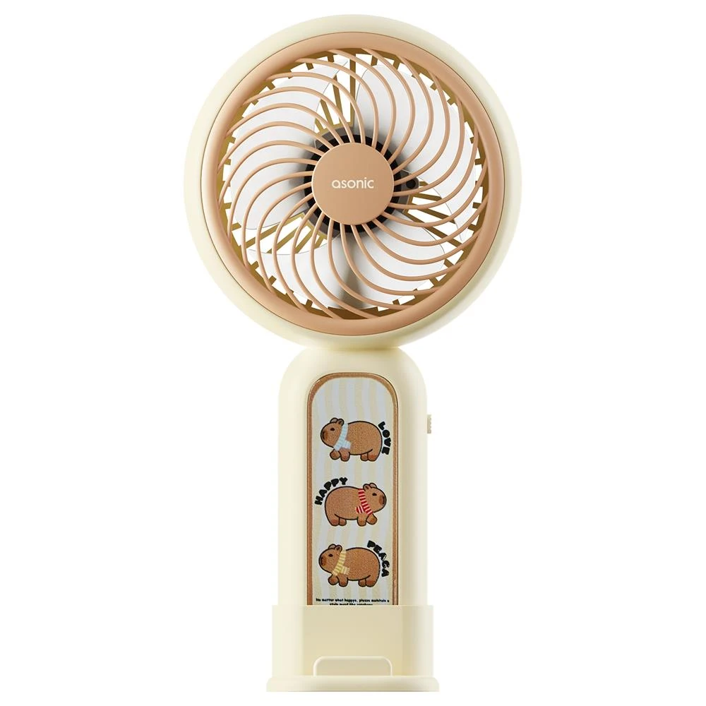 Asonic AFN20 Krem 250mAh Dahili Pil Elde Taşınabilir Masaüstü Usb Fan Şarjlı Type-c Şarj
