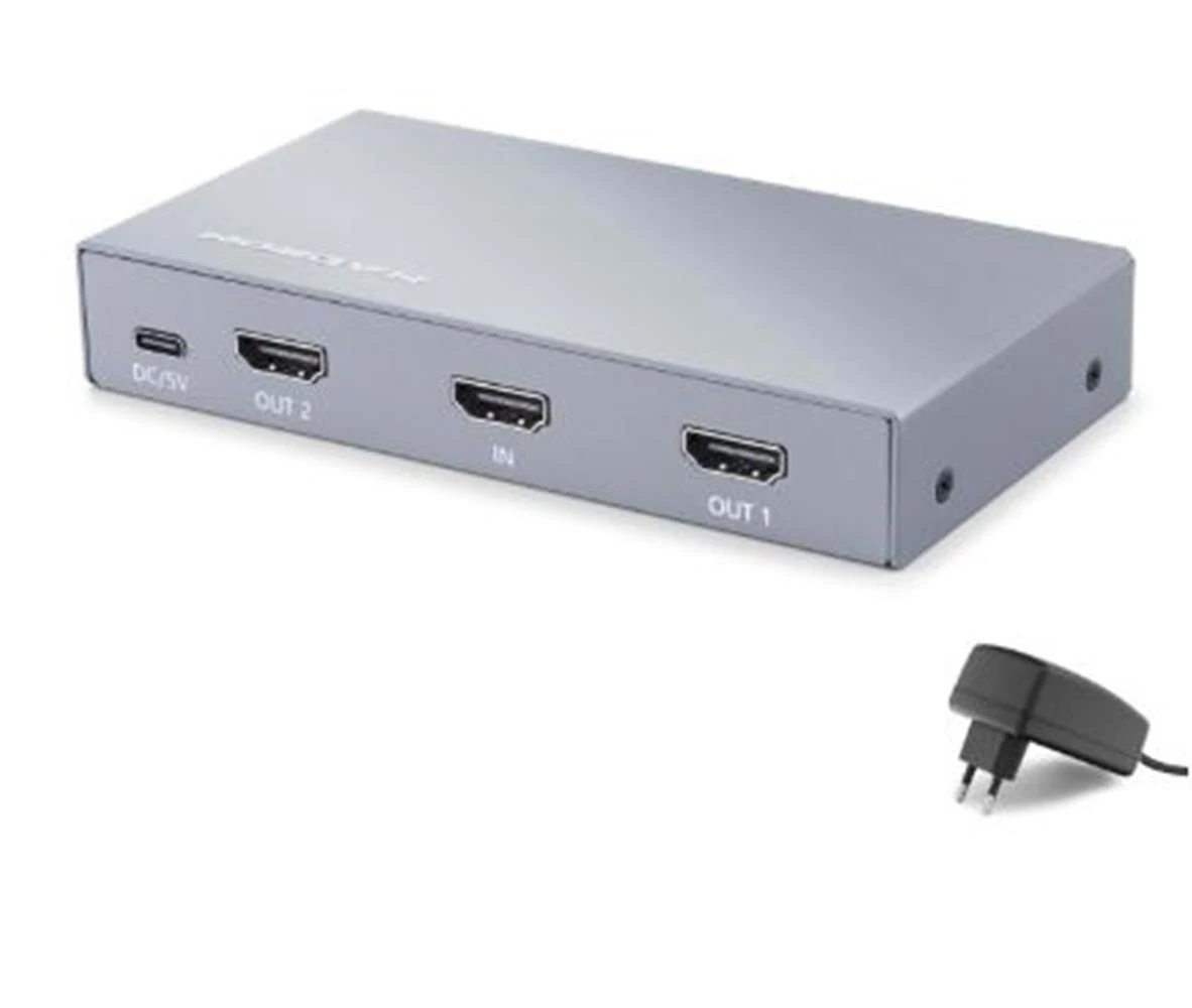 HADRON HDX1431 HDMI Splitter EDID 8K 60 Hz 1 Giriş 2 Çıkış Gri