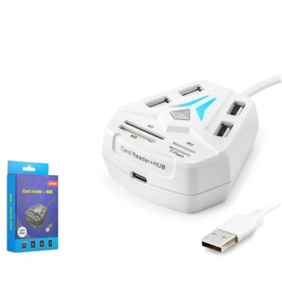 HADRON A068W USB Combo Hub Kart Okuyucu 8 Port Beyaz