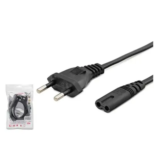 HADRON HDX5534 Teyp Güç Kablosu 2 Pin 1 mm 500W C7 Figure 8 1 m Siyah