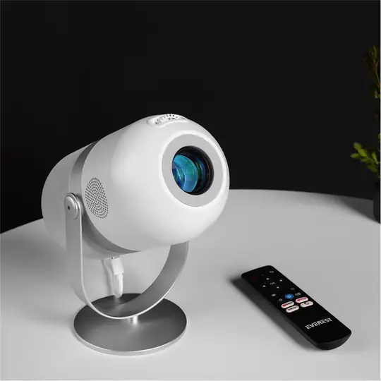 Everest PJ09 Beyaz Mini Taşı 1280-720P 4500 Lüm 150 ANSIL Android 9.0 Ekran Yansıtma HD Projek