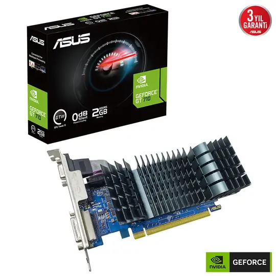 Asus GeForce 2GB GT710-SL-2GD5-BRK-EVO 64 bit 954MHz DVI,HDMI Low Profil Ekran Kartı