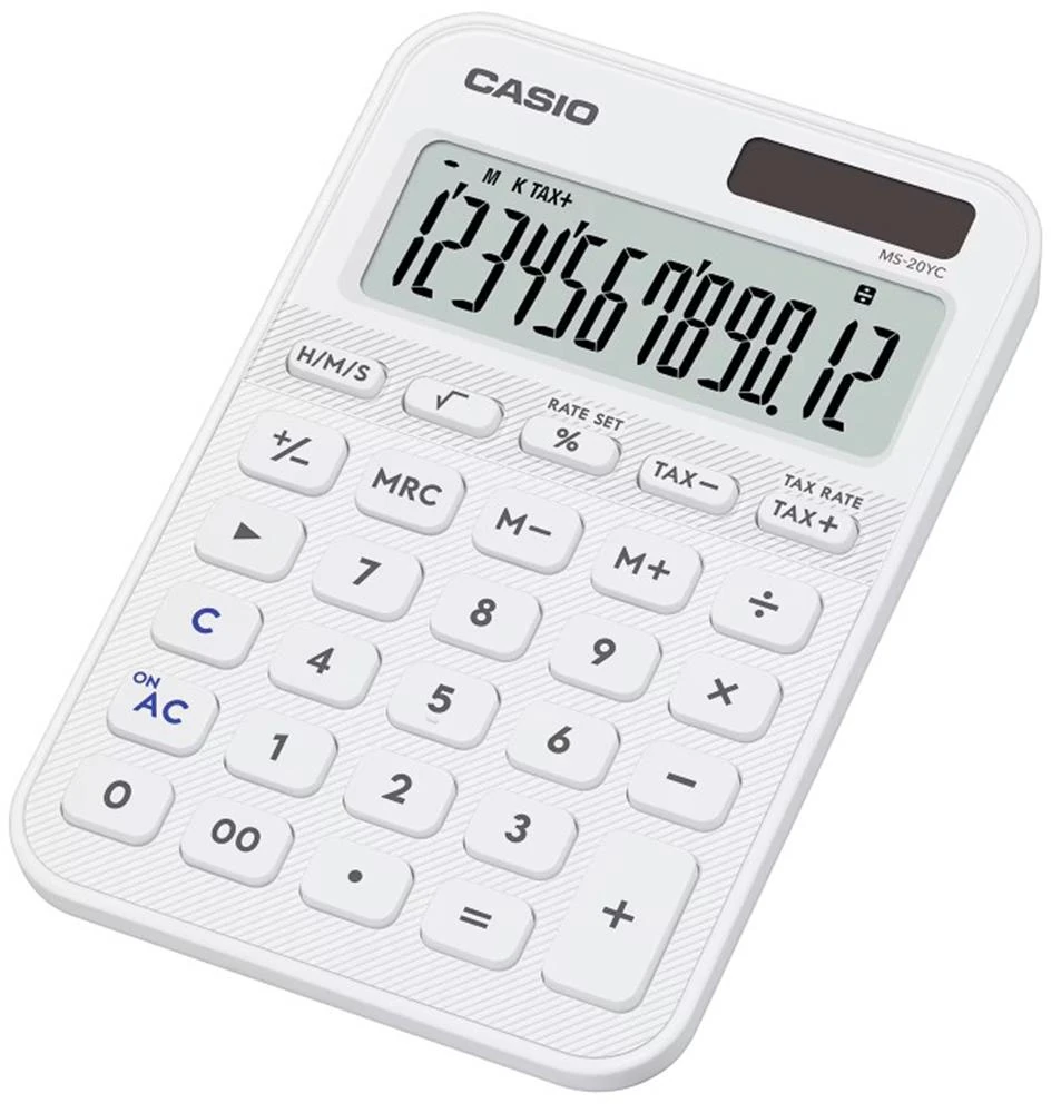 Casio MS-20YC-WE 12 Hane Beyaz Masa Üstü Hesap Makinesi