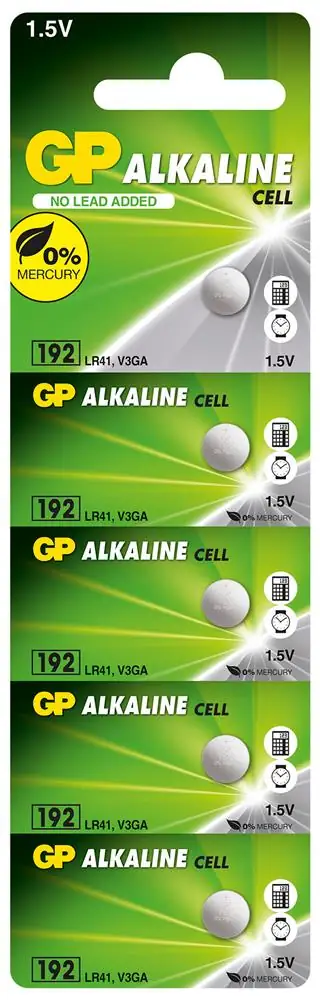 GP GP192-C5 LR41 AG3  Alkalin Düğme Pil 5'li Paket