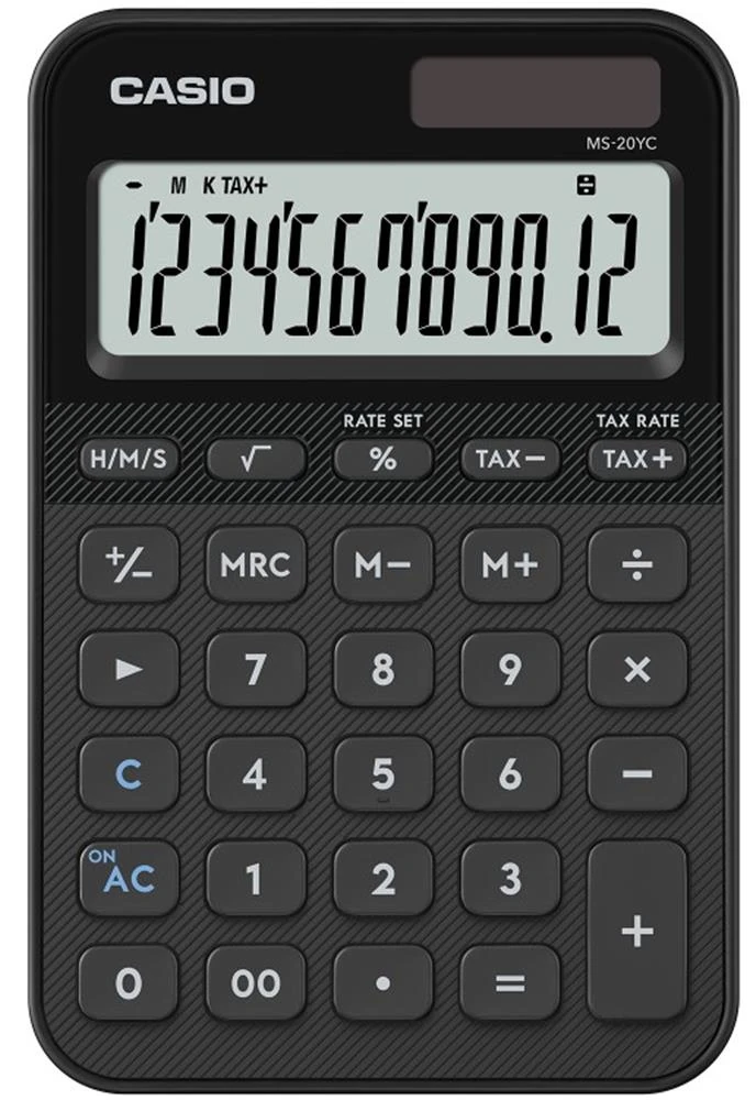 Casio MS-20YC-BK 12 Hane Siyah Masa Üstü Hesap Makinesi