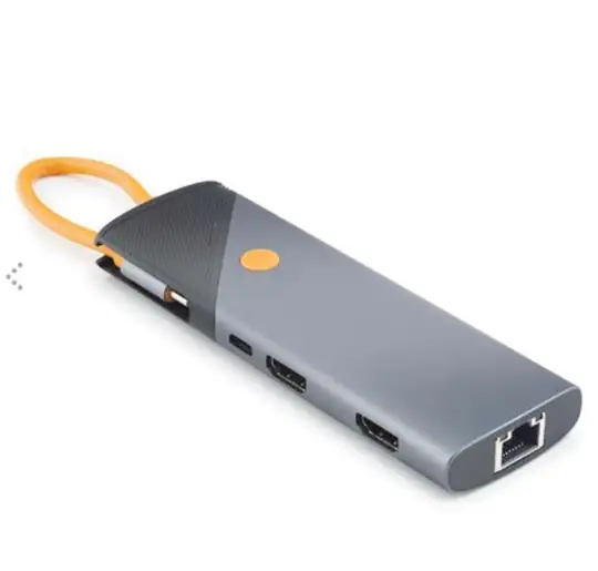 HADRON HDX7878 Type-C Combo Hub PD 100W HDMI 4K 60Hz DP Gigabit LAN Kart Okuyucu 9 Port 5 Gbps Gri