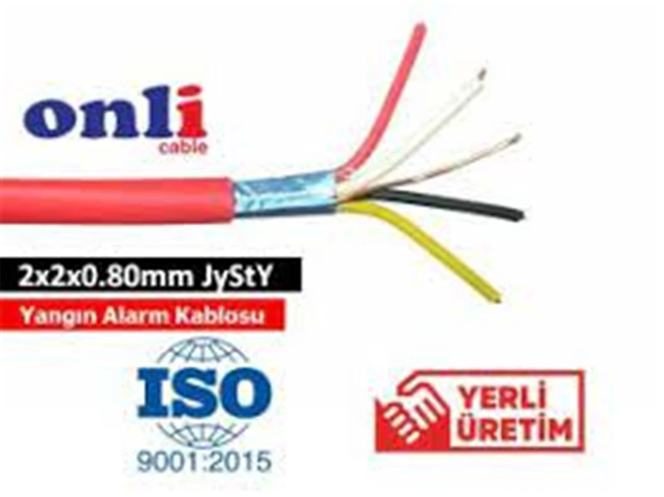 Onli ON-0208 2x2x0,80mm J-Y(st)Y...Lg CCA 100 metre Yangın Alarm Kablosu