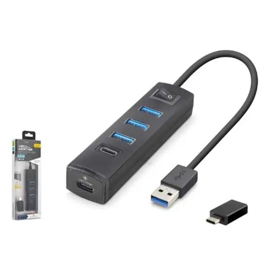 iETOP TU359 USB Type-C 3.2 Gen1 Anahtarlı Hub 4 Port 5 Gbps Siyah