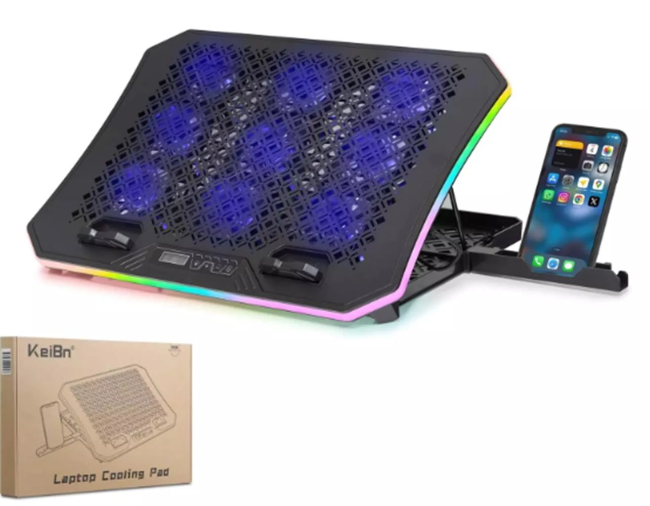 Hadron Dcxa19 Notebook Soğutucu 9-Fan + Telefon Standı 14-18 RGB Siyah