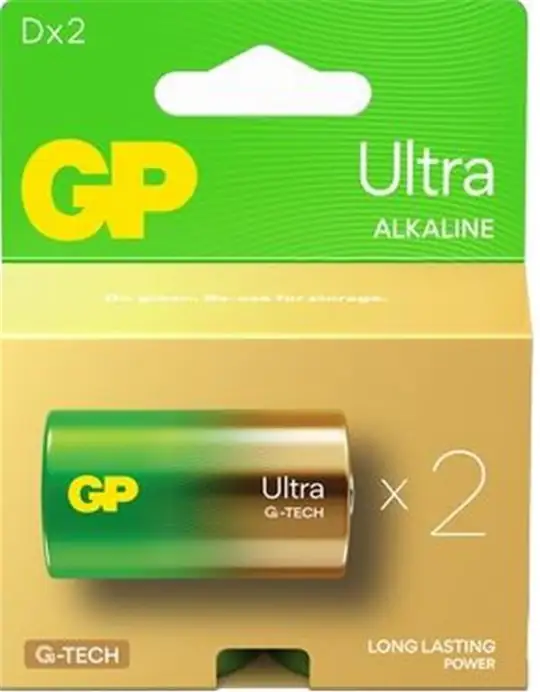 GP G-Tech LR20 Büyük Boy Ultra Alkalin Pil 2'li Paket GP13AU-U2 D Boy