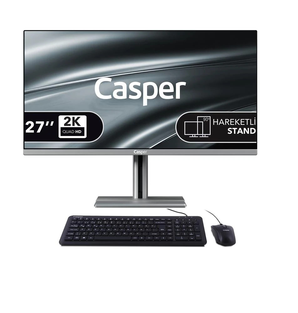 Casper Nirvana A97.255H-BE00X-V-G Gri Ultra 7 255H Ai 16GB 480GB NVME 27" Pivot FreeDOS All In One