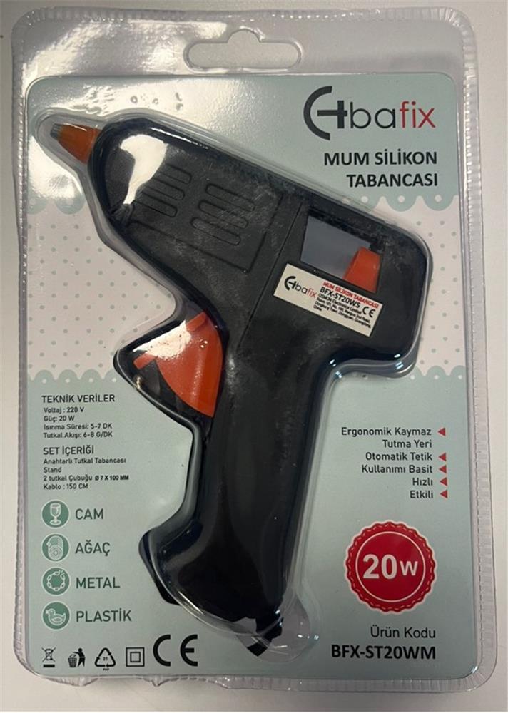 Bafix Mum Silikon Tabancası Siyah 20W