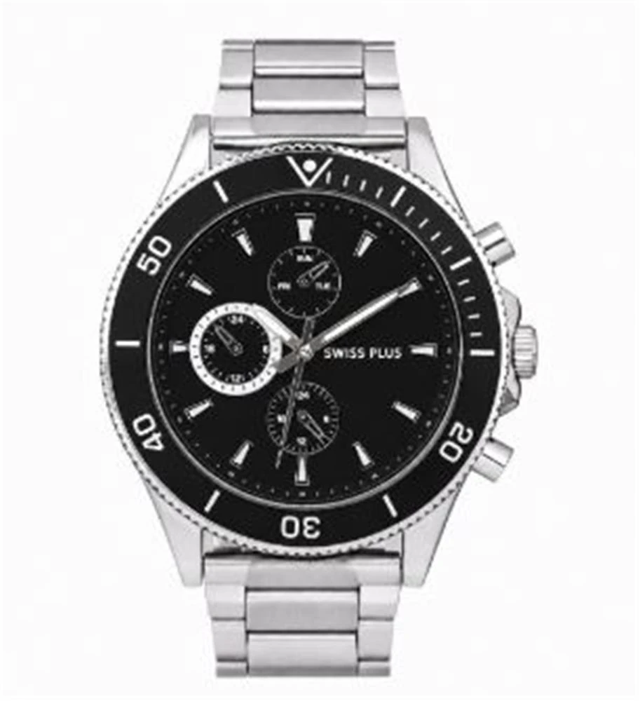 Swiss Plus Man Watch Basic Seri Model-10 ST3516AGS Lüx Black-Silver