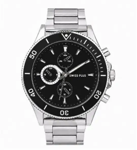 Swiss Plus Man Watch Basic Seri Model-10 ST3516AGS Lüx Black-Silver