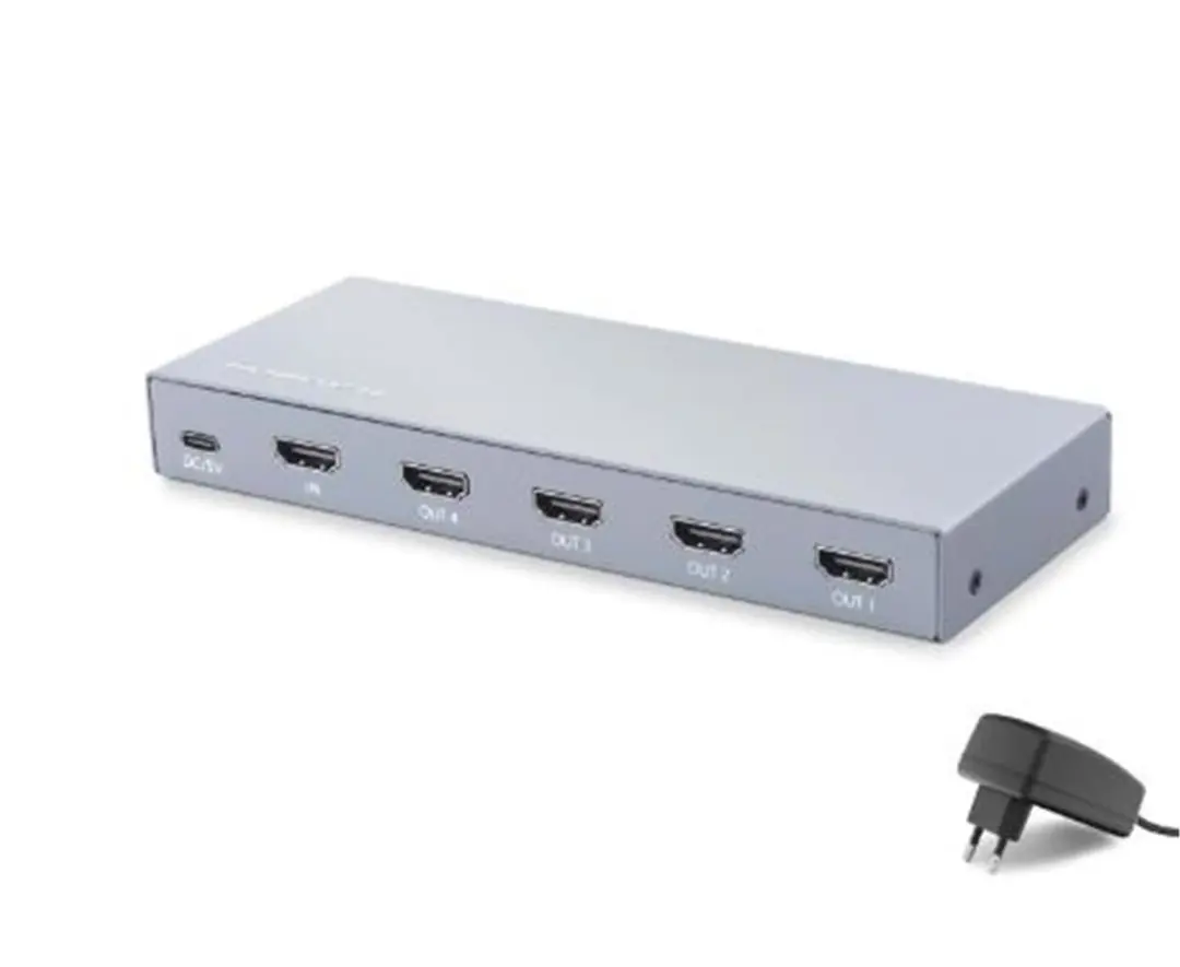 HADRON HDX1432 HDMI Splitter EDID 8K 60 Hz 1 Giriş 4 Çıkış Gri