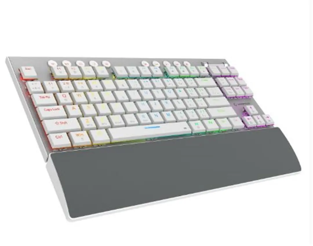 Rampage BERU Beyaz 2.4G + BT Wireless RED SWITCH Mekanik Gaming Oyuncu Klavye Slim  RGB