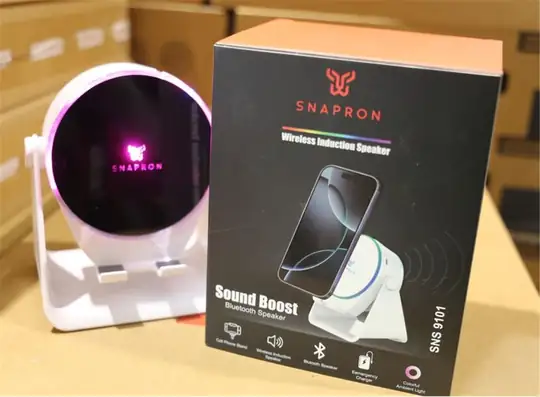 Snapron SNS-9101 Beyaz (İNDUCTİON Özellikli) RGB Bluetooth Speaker (Phone Stand-Ambient Light)
