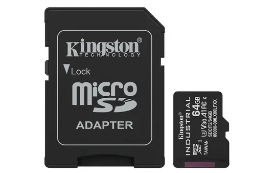 Kingston SDCIT2-64GB 64GB microSDXC Industrial C10 A1 pSLC Card + SD Adapter Hafıza Kartı
