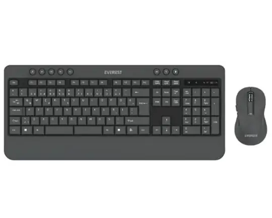 Everest KM-6585 Dual Gri-Siyah Kablosuz Çift Space Tuşlu Q Klavye + Mouse Set
