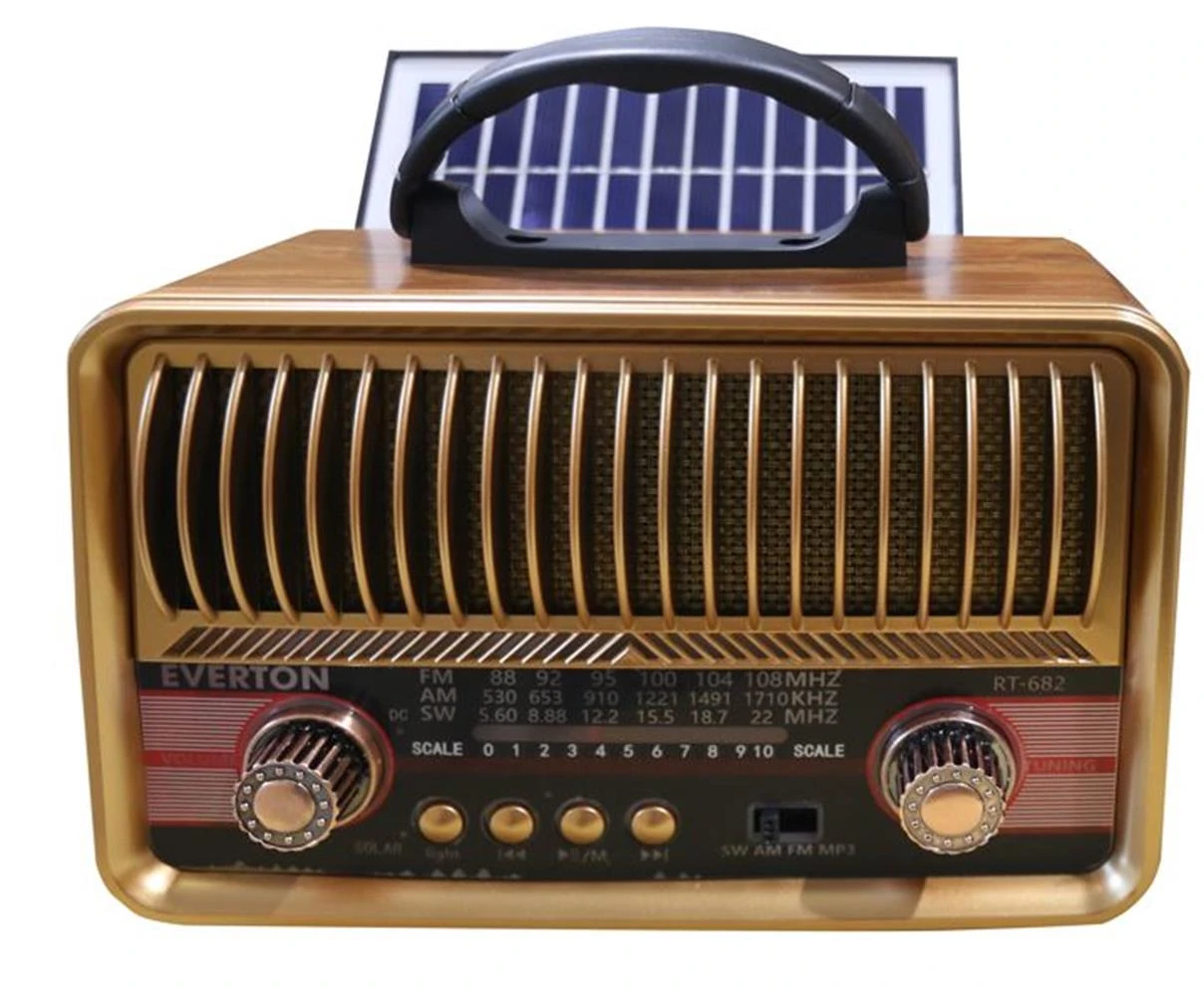 Everton RT-682 Solarlı,Şarjlı Nostaljik Radyo (Bluetooth-USB-SD-FM )
