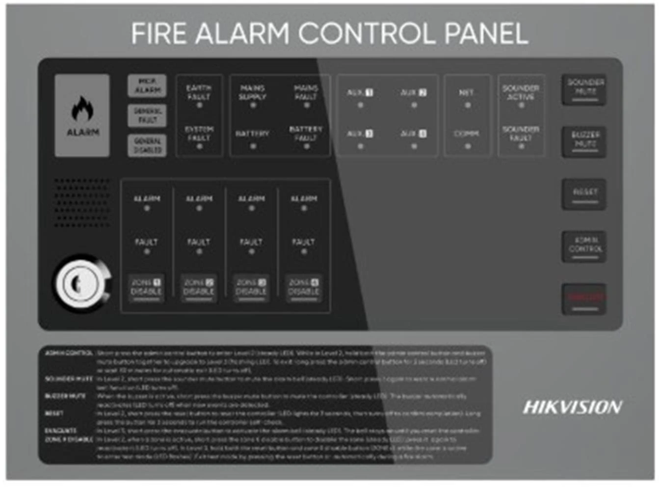 Hikvision HF-C104 4 Bölgeli Konvansiyonel Yangın Alarm Paneli