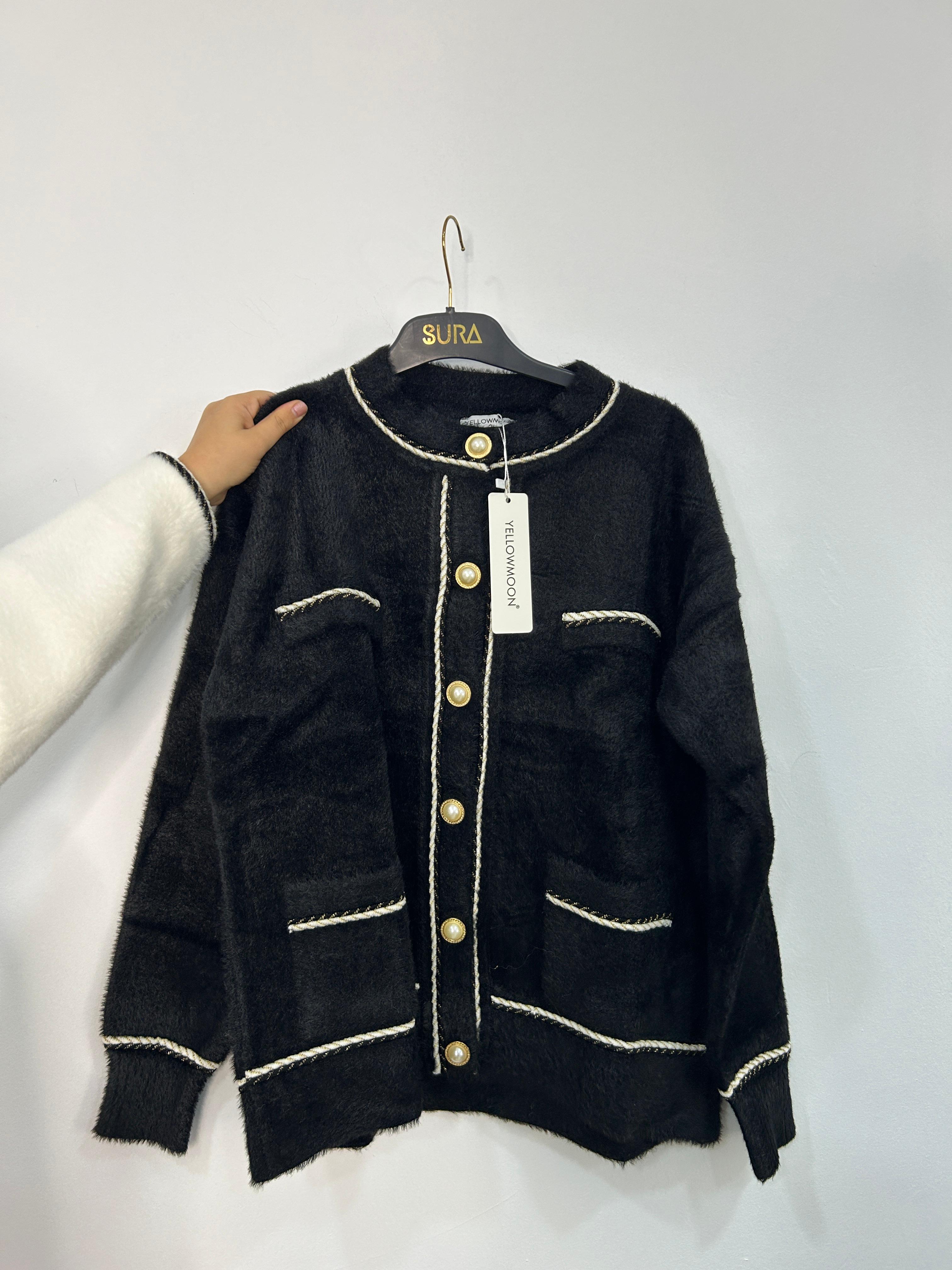 ANGORA ETEK ÜSTÜ HIRKA - Siyah