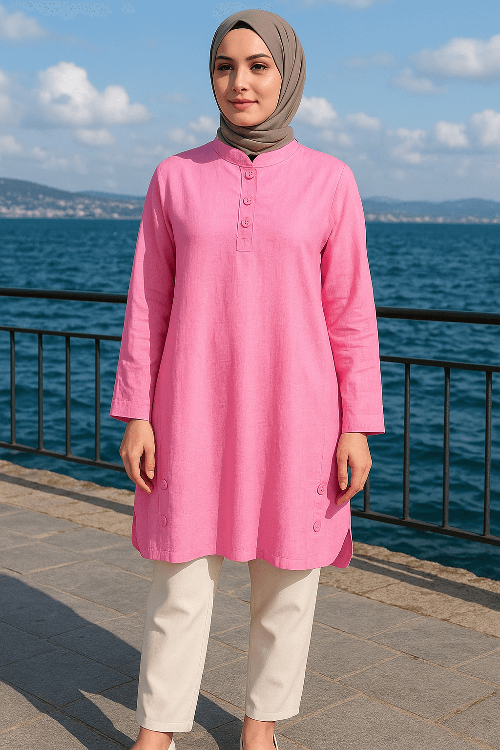 ÇİLEK KUMAŞ YAZLIK TUNİK