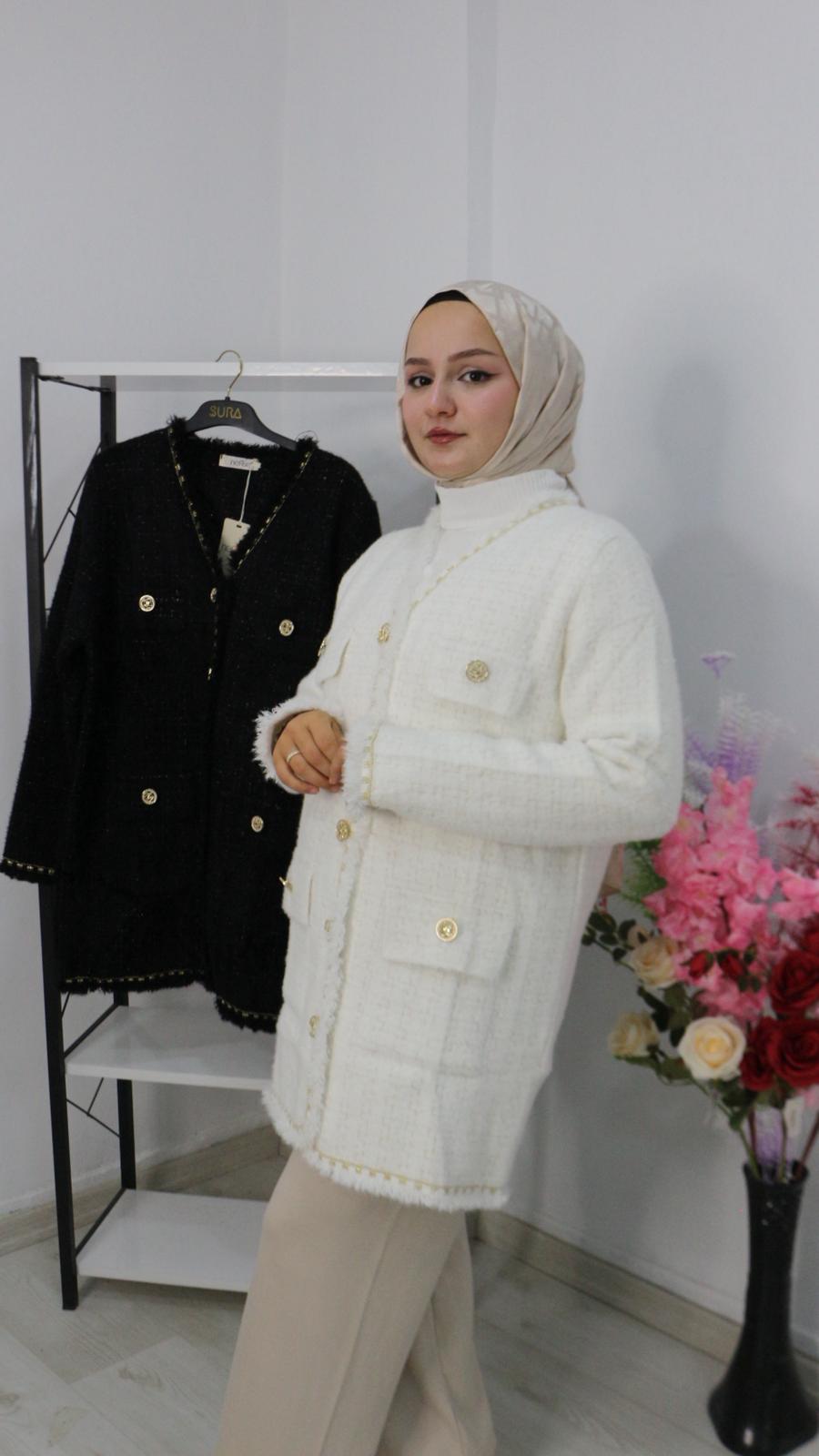 SIMLİ ANGORA HIRKA - Vanilya
