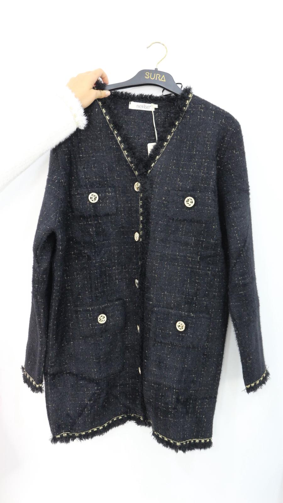 SIMLİ ANGORA HIRKA - Siyah