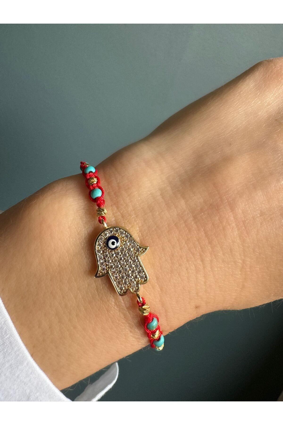 Hamsa El Nazar Kırmızı Bileklik