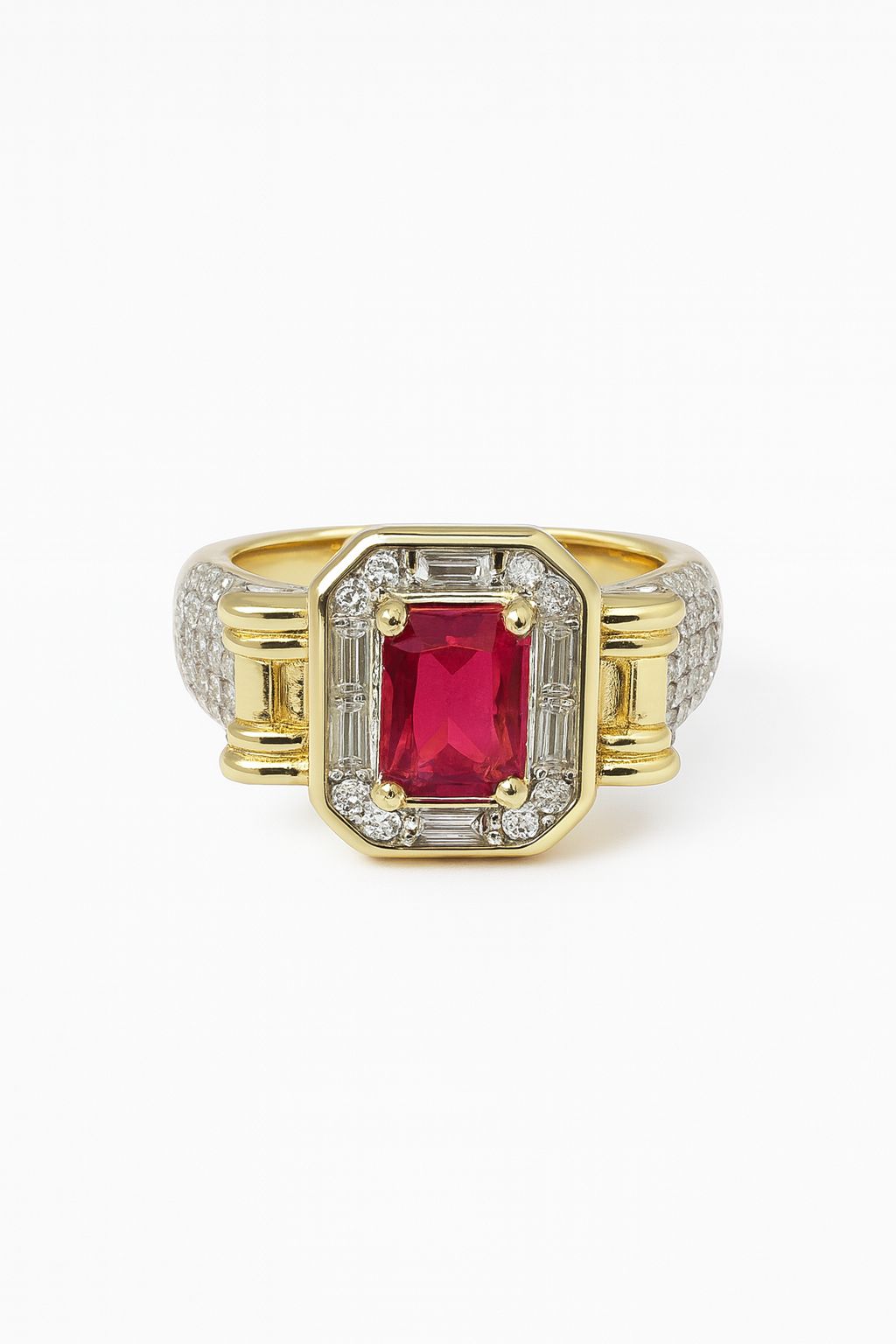 Zirkon Ruby Çelik Yüzük