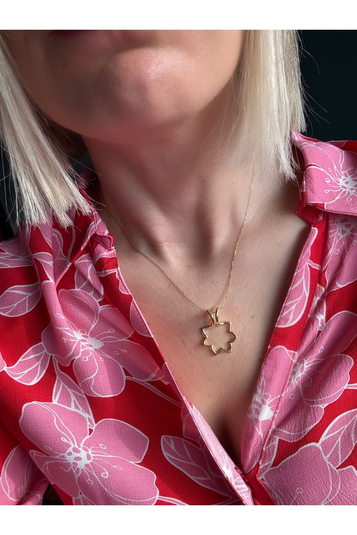 Lotus Yüzüklük Gümüş Kolye Gold