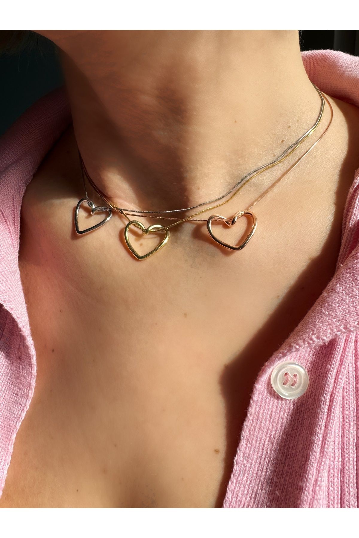 Kalp Balon Gümüş Kolye Rose Gold