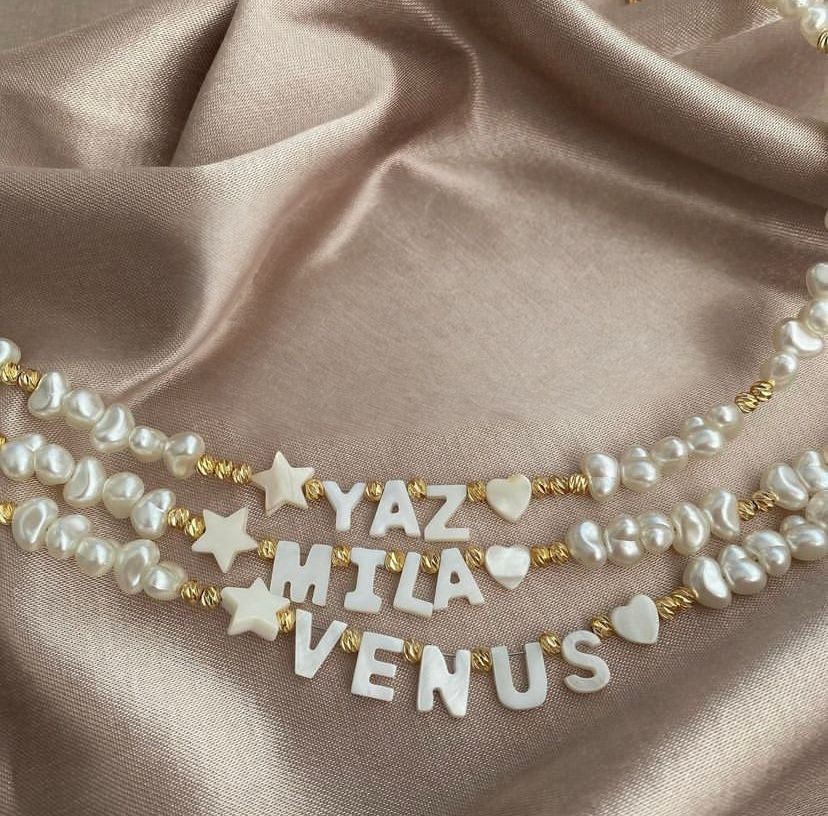 Kişiye Özel Isimli Inci Kolye.
