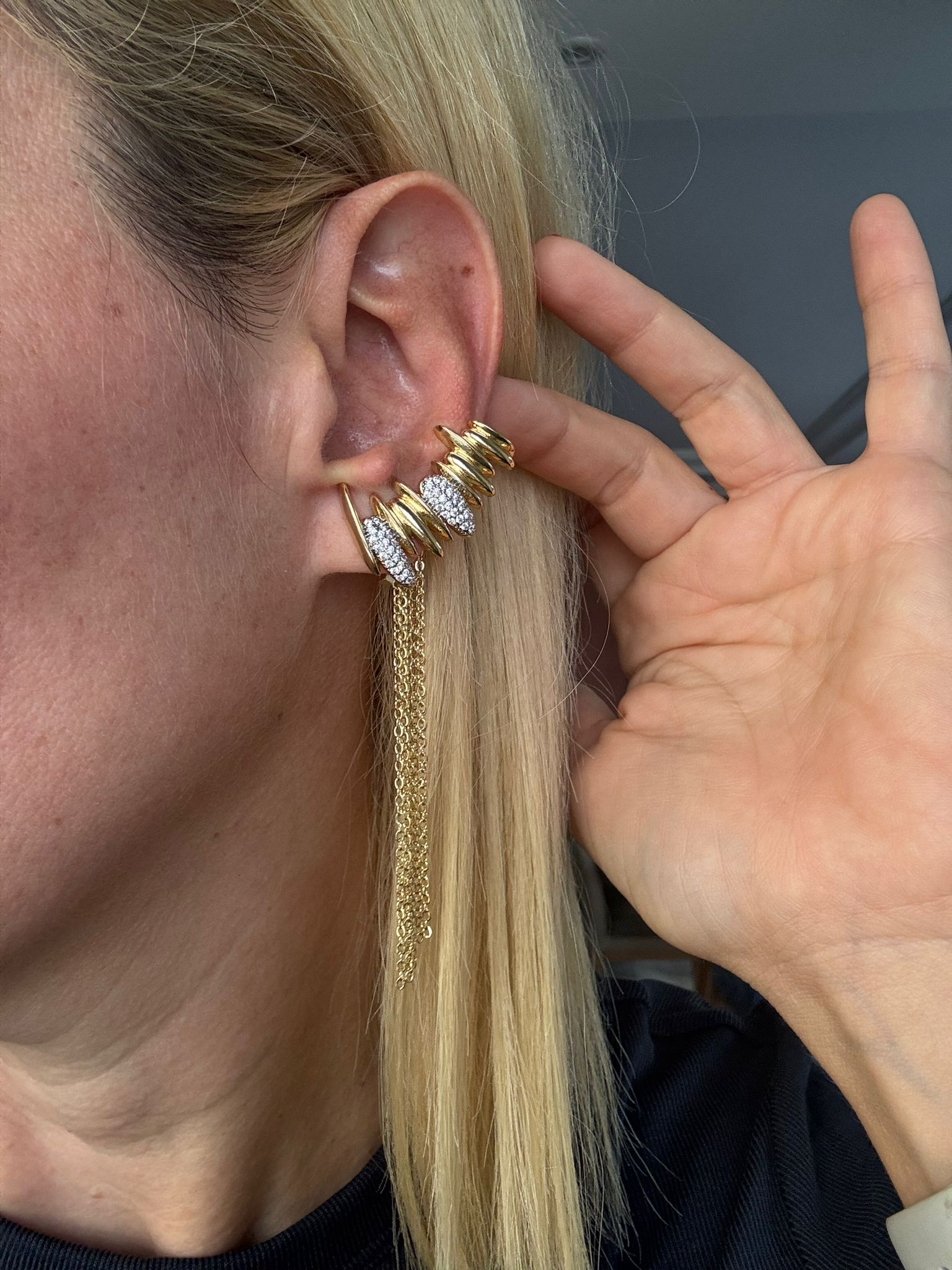 Earcuff Nur Çelik Küpe