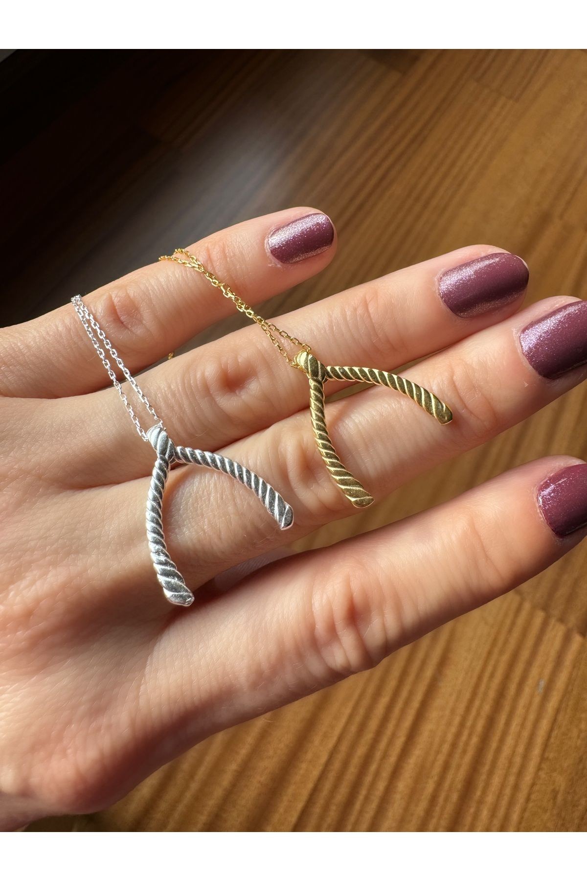 Lades Gümüş Yüzüklük Kolye Silver