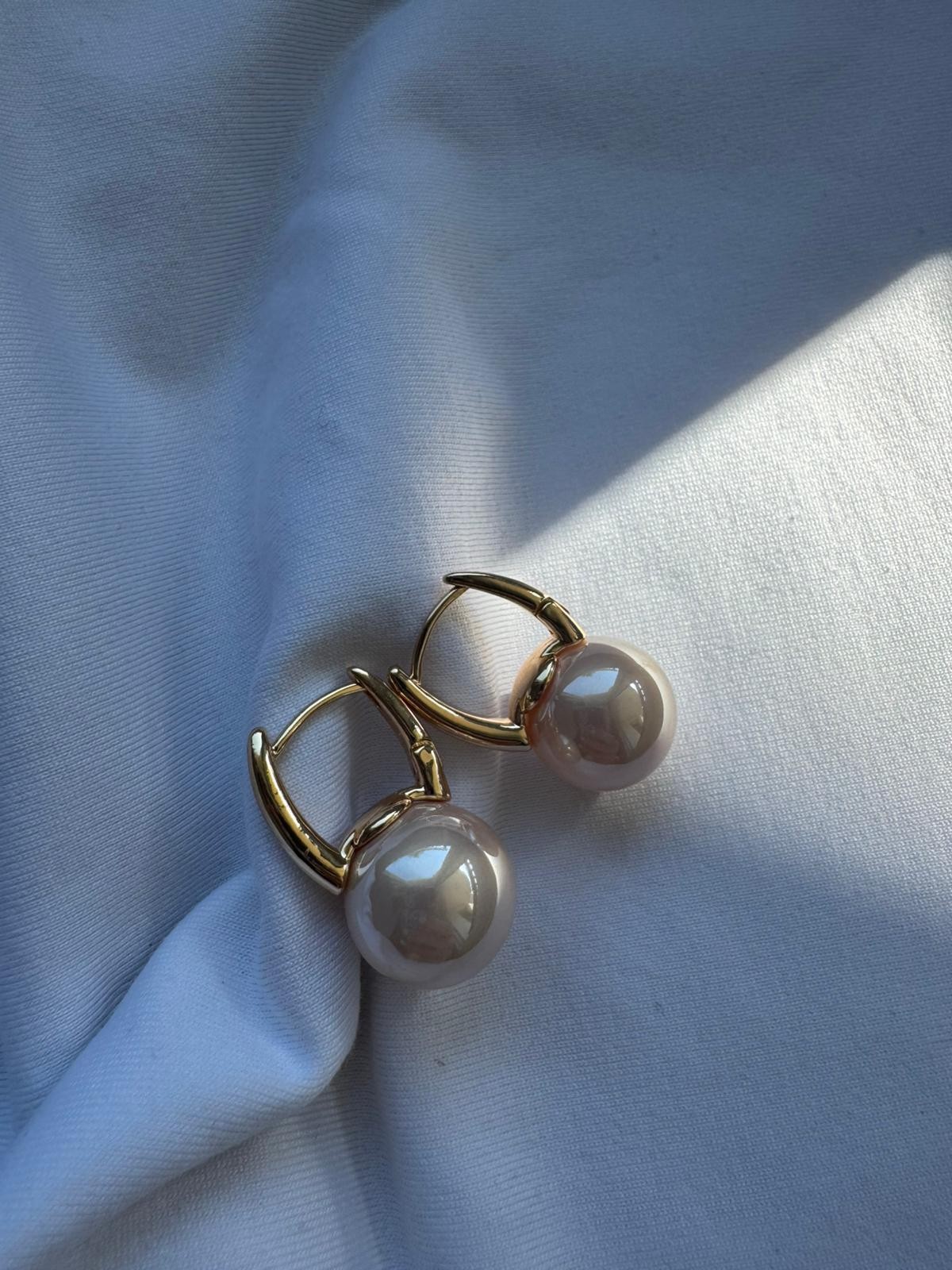 İnci Gold Küpe Toz Pembe