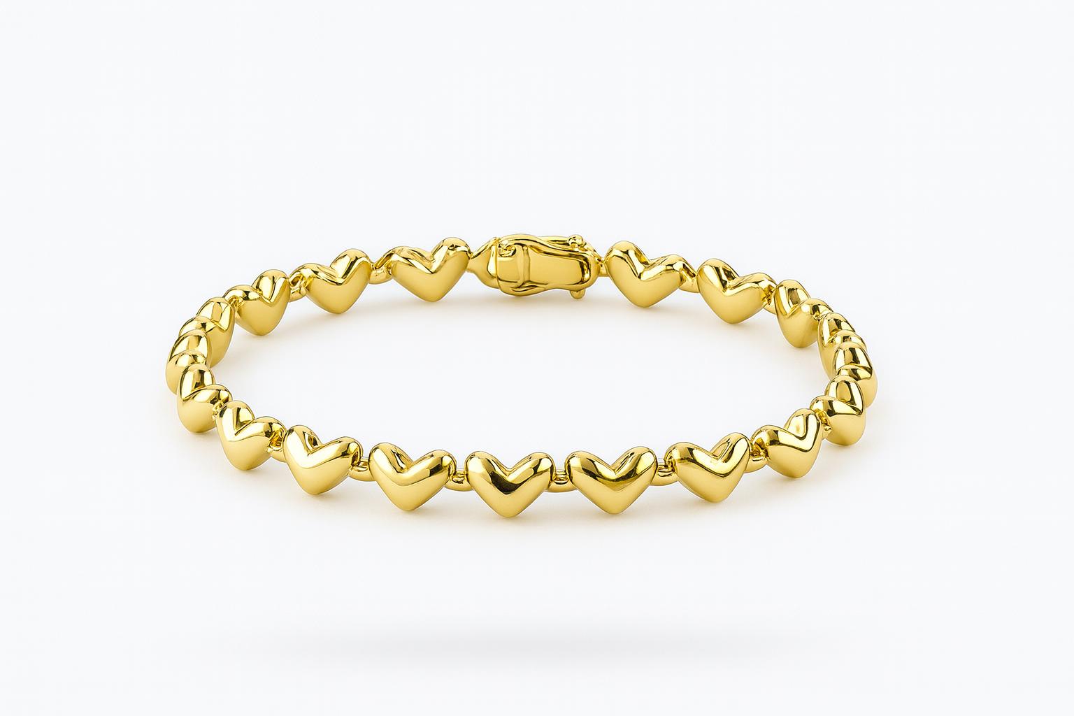 Çelik Gold Hearts Bileklik
