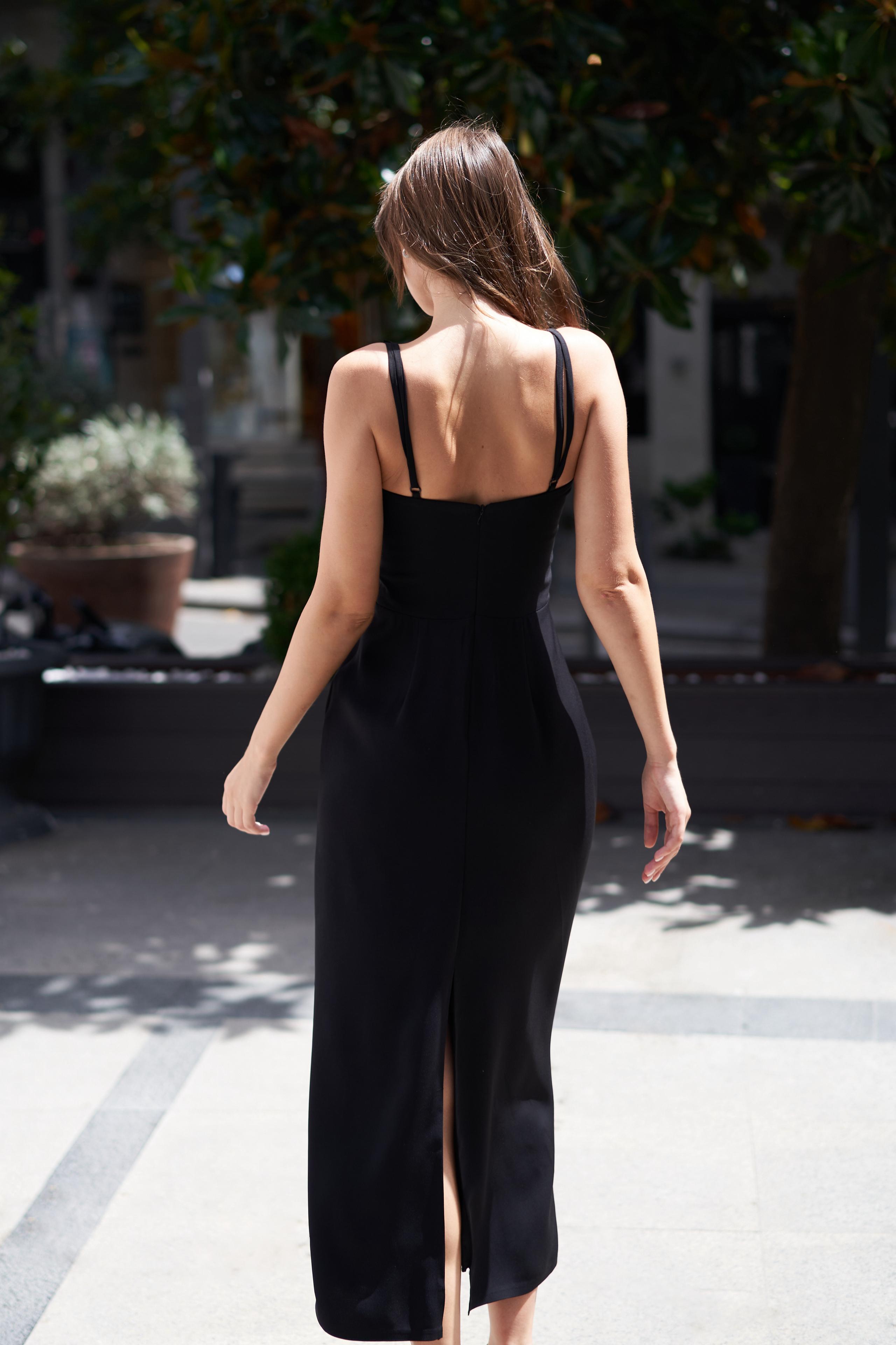 Black Strappy - Midi Elbise