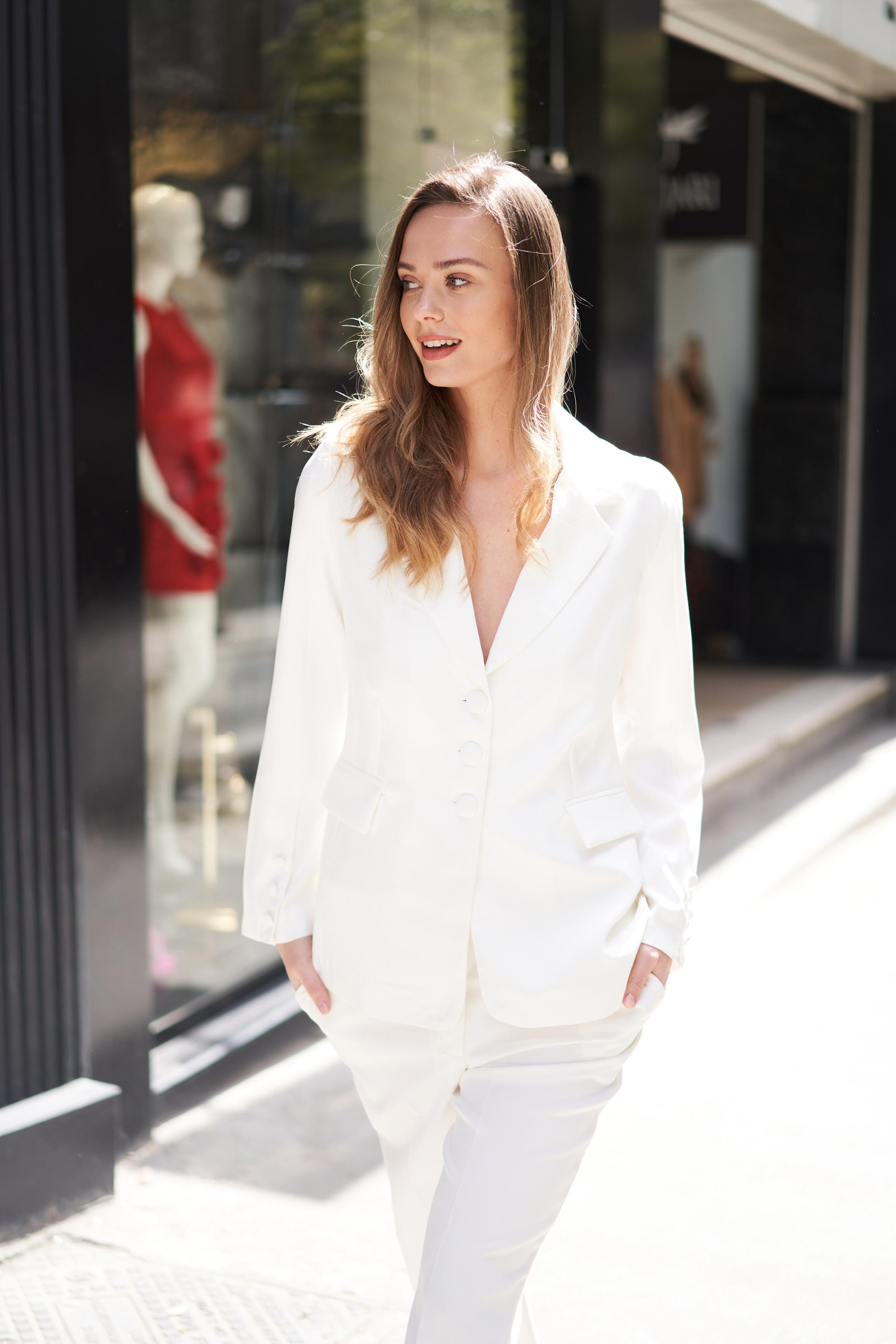 Braccas White - Blazer Pantolon Takım