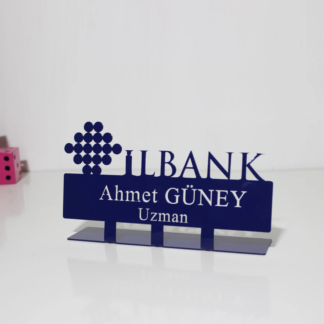 Bankacı Masa İsimliği - Kişiye Özel Metal İsimlik - Banka Logosuna Özel isimlik