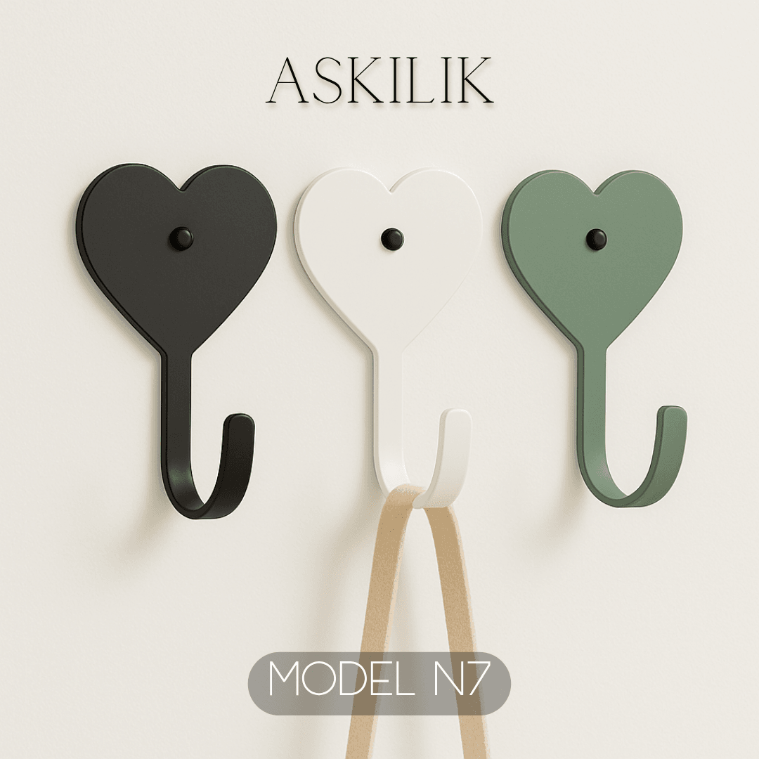 3lü Set Dekoratif Kalp Anahtarlık- Renkli Metal Askılık