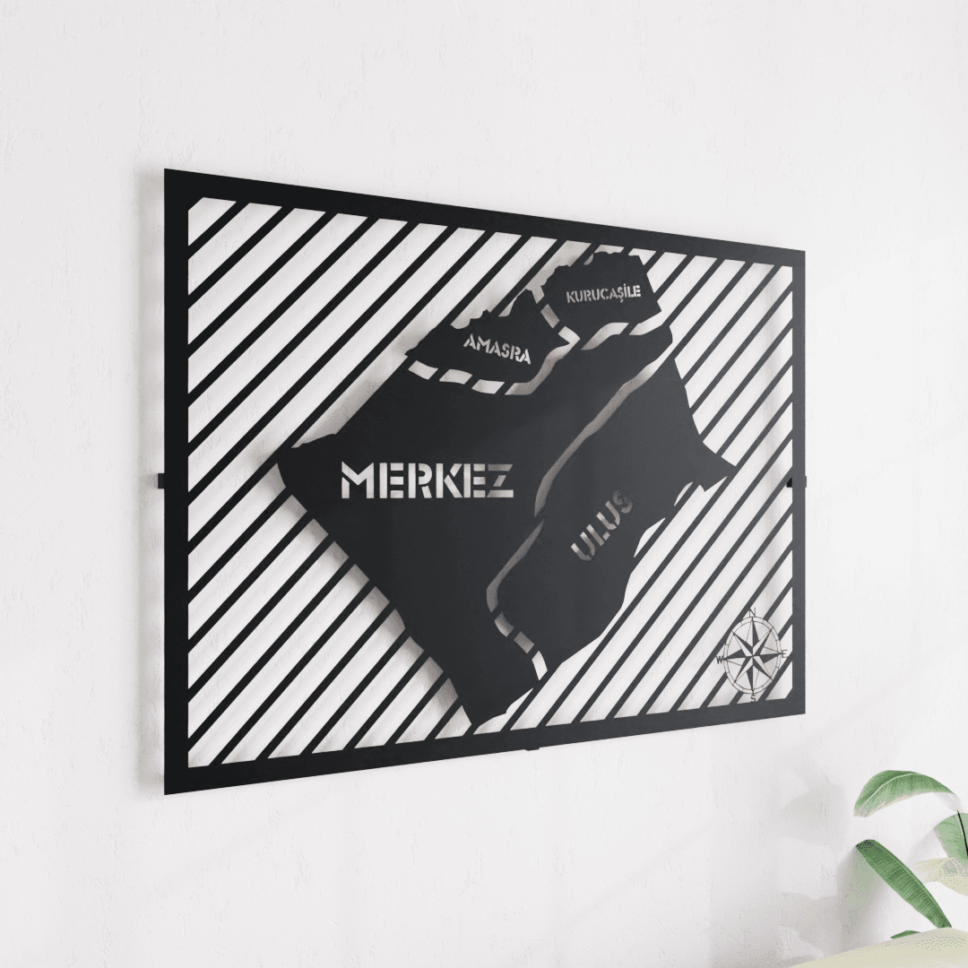 Bartın Metal Şehir Haritası - Dekoratif Metal Şehir Haritaları