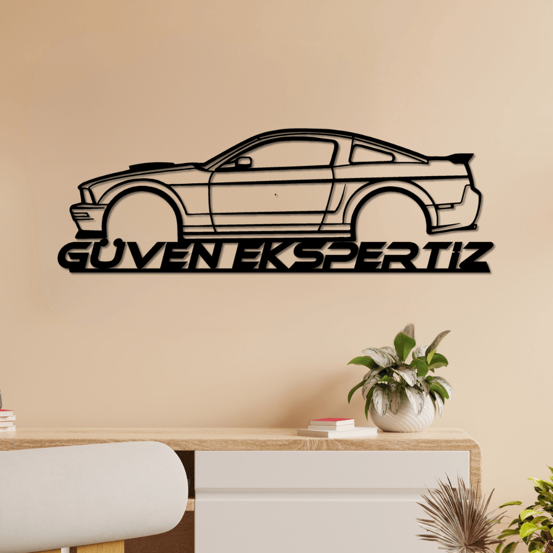 Oto Ekspertiz Ofislerine Özel–Mustang GT Silüet Metal Duvar Tablosu