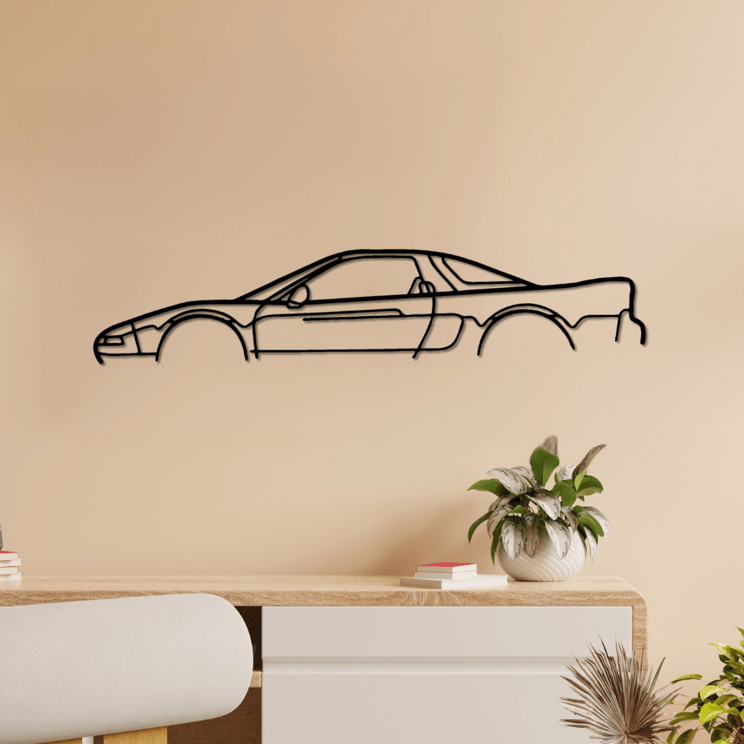 Honda NSX NA1 Silüet Metal Duvar Tablosu – JDM Efsanesi Lazer Kesim Dekor