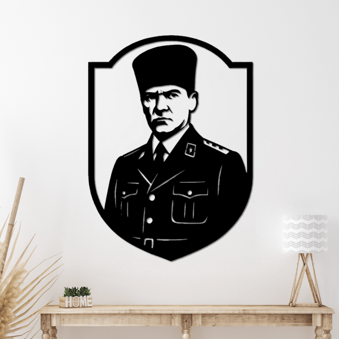 Askerî Ofis ve Kurumlara Özel – Atatürk Üniformalı Metal Duvar Tablosu