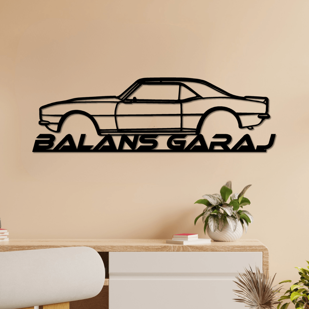 Garaj ve Oto Showroomlara Özel–1968 Camaro Silüet Metal Duvar Tablosu