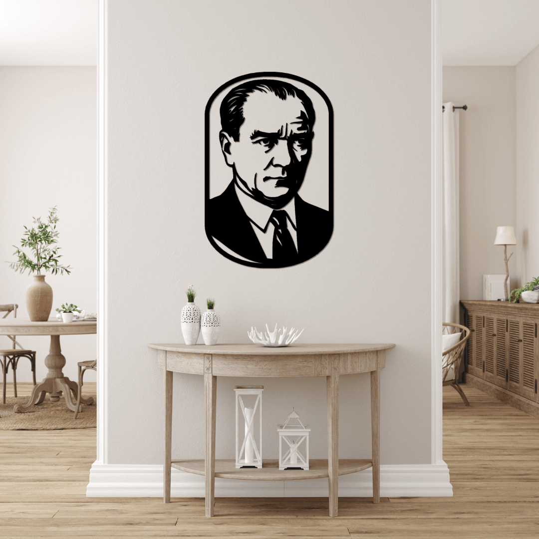 Ofis ve Kamu Alanlarına Özel – Atatürk Oval Silüet Metal Duvar Tablosu