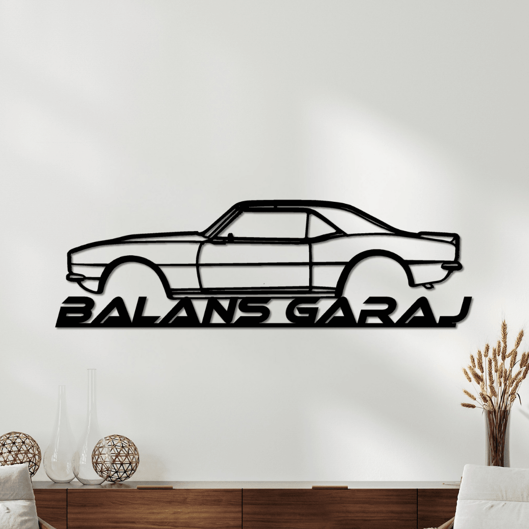 Garaj ve Oto Showroomlara Özel–1968 Camaro Silüet Metal Duvar Tablosu