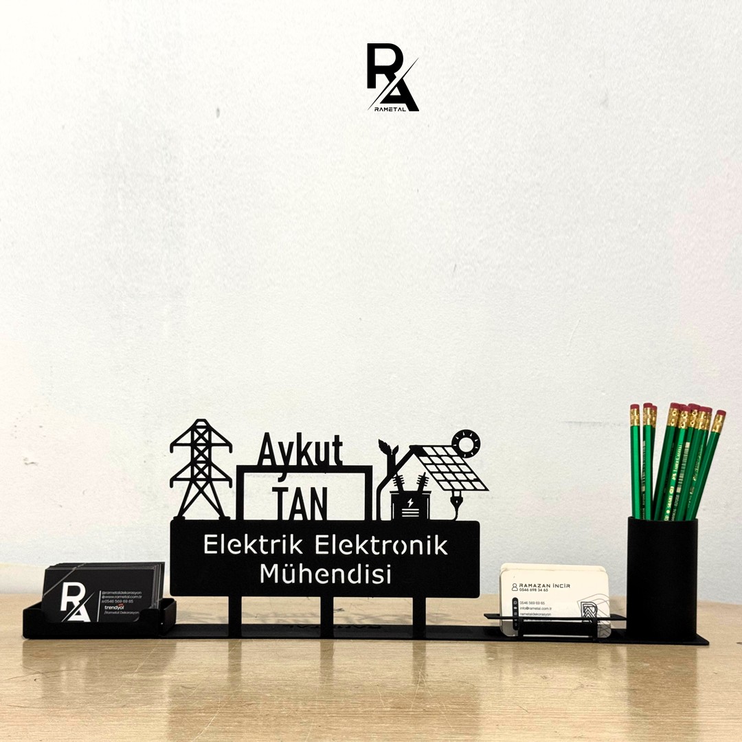 Elektrik Elektronik Mühendisleri İçin Masaüstü İsimlik - Kişiye Özel Masaüstü İsimlik Kalemlik Kartlık